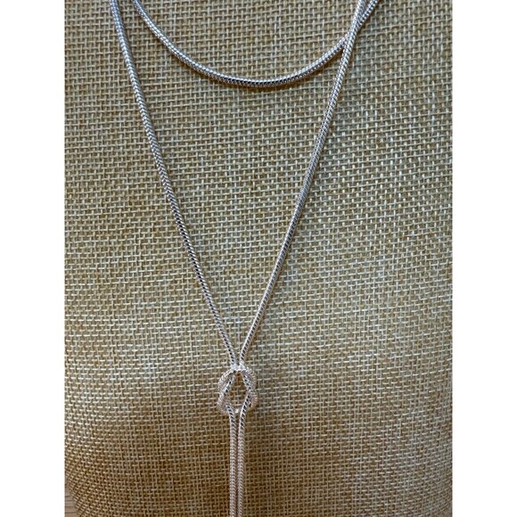 Silver-Tone Double-Layer Knot Necklace By J. Jill - Picture 2 of 9